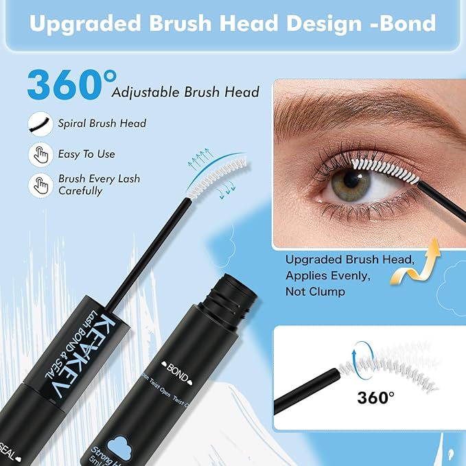 Lash Cluster Glue Lash Remover For Lash Extensions 3 In 1 Kit Strong Hold Clear Bond and Seal Lash Glue Gentle Quick Removal Lash Cluster Remover DIY Lash Extension At Home,Easy to Use(10ml+5ml)