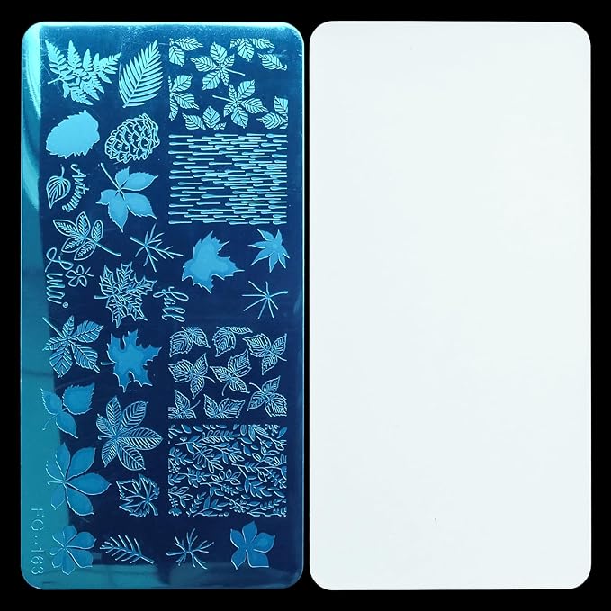 AddFavor Nail Stamper Kit 7pcs Nail Stamping Plates Flower Leaf Maple Nail Stencils with 2 Stamp and 2 Scraper for Home Salon Manicure Design Supplies Tools