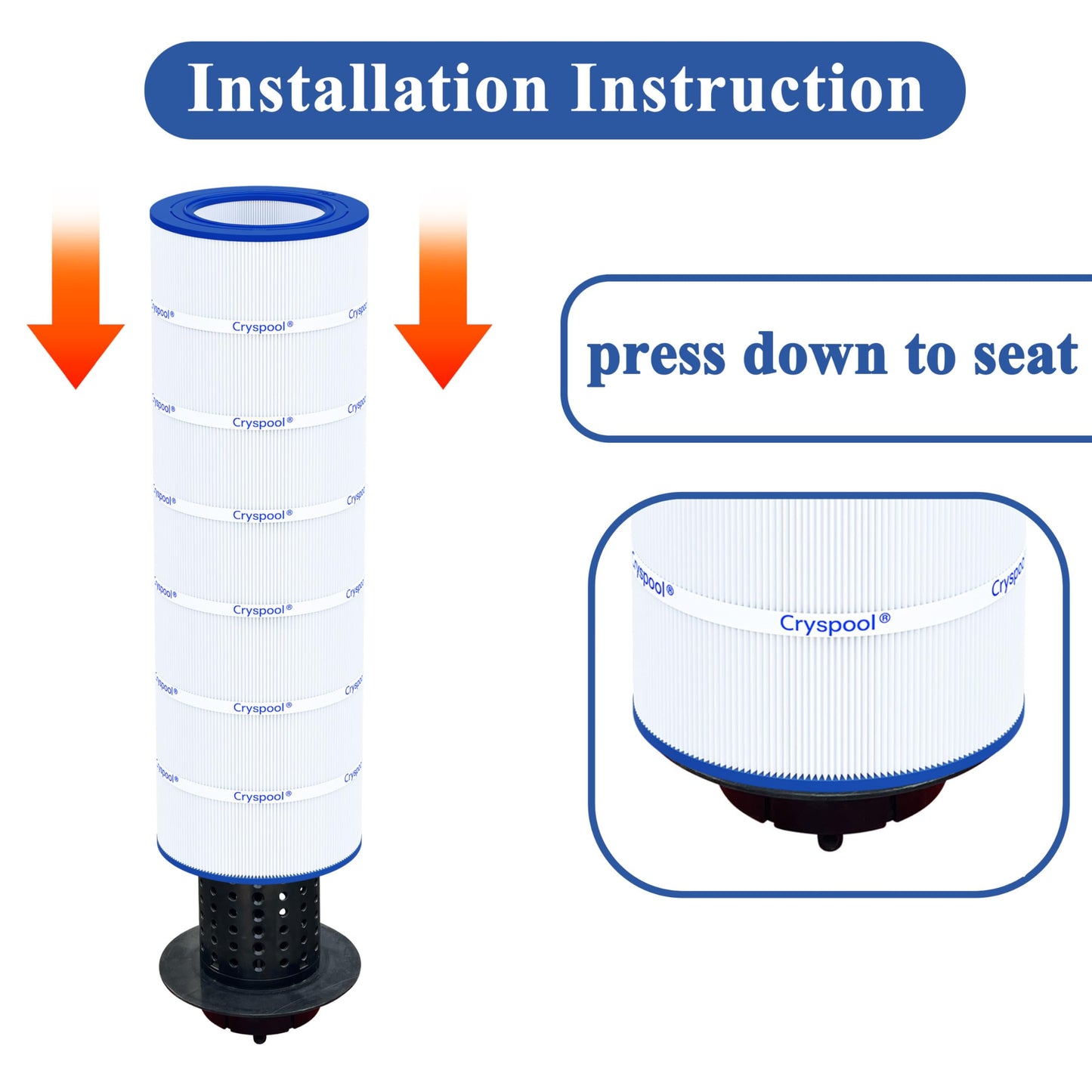 Cryspool® 09031 Compatible with Clean & Clear CCRP150, CC150, R173216, Posi-Clear PXCRP 150, PAP150, 59054300, 160317, 160355, 160352, C-9415, 150 Sq. Ft Pool Filter Cartridge, 1 Pack
