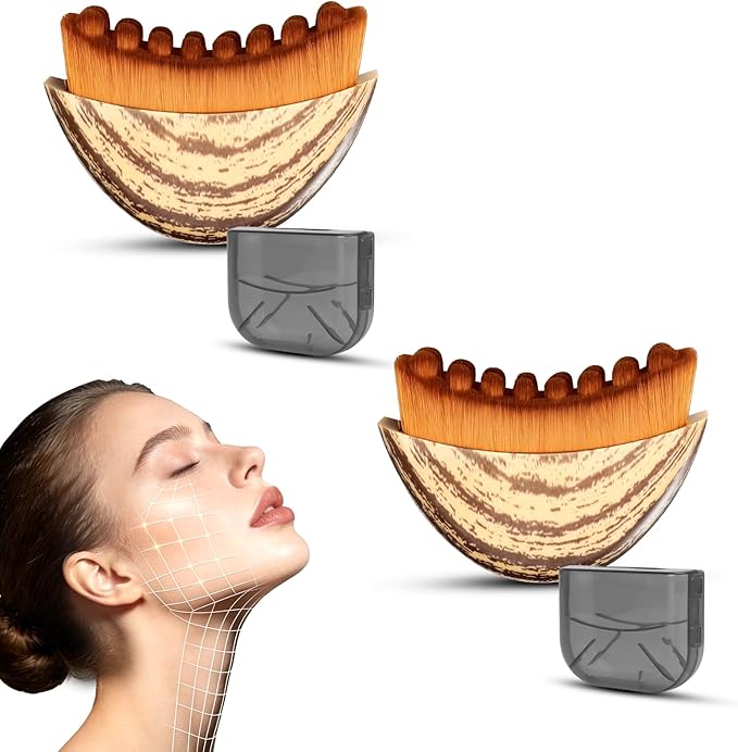 2026 New Lymphatic Contour Face Brush,Lymphatic Drainage Massager for Chin & Neck, Jawline & Neck Lymphatic Massage Brush for Contouring, De-Puffing & Smoother Skin, Skin Firming 2 Pack