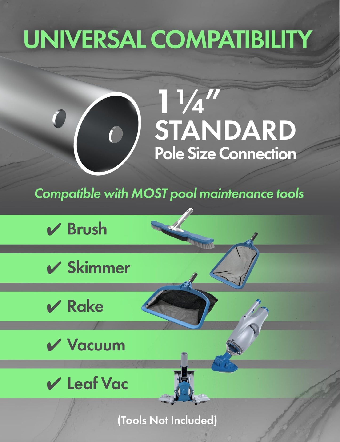 KEMANO Professional 15ft Heavy Duty Swimming Pool Pole, Telescopic Aluminum, Adjustable 3.4-15ft, Fits Pool Vacuum, Net, Brush, Hook, Cleaning Tools, Universal Mount, Anti-Slip Grip, Twist Lock Design
