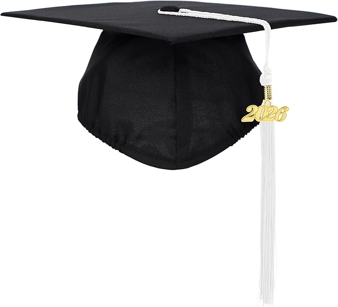 Unisex Adult Matte Graduation Cap with Tassel Year Charm