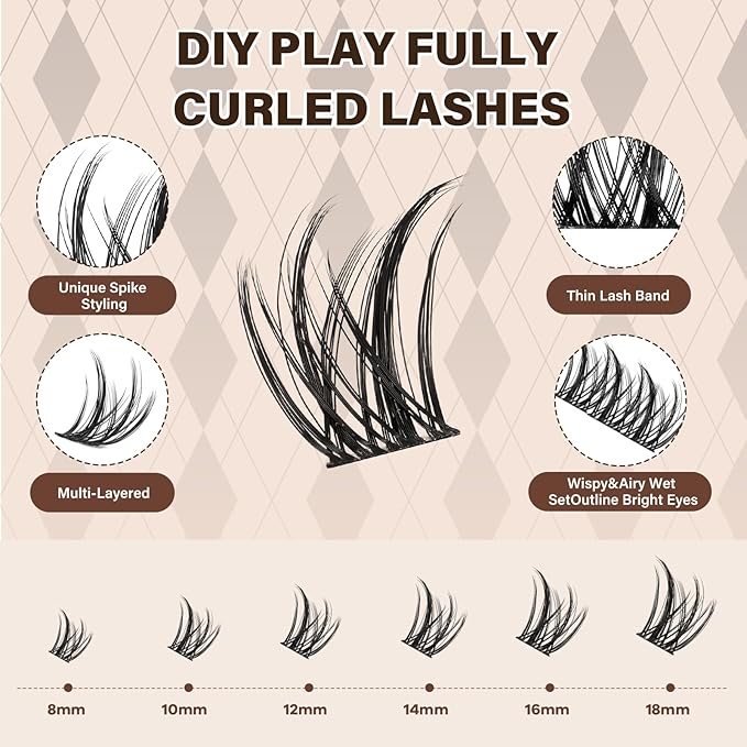 JMS&JMS Wispy Lash Clusters Kit Individual False Eyelashes Extension Set, Manga Lashes Eyelash Clusters Kit with Lash Bond and Seal Eyelash Applictor Lash Remover (JMS05-CC-8-18Mix)