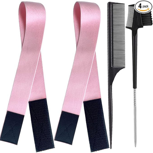 Elastic Lace Melting Edge Bands for Wigs - Adjustable Magic Buckle Wraps to Lay and Grip Edges, 2 Pcs Wig Accessories