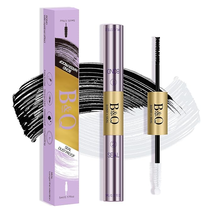 B&Q Lash Cluster Glue 10ML Lash Bond and Seal Waterproof for Eyelash Clusters, Best Lashs Bond and Seal, Professional DIY Lashs Glue Bonds & Seals Long Lasting Strong Hold 2-in-1 Home Use(Bond&Seal)