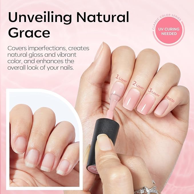 modelones French Manicure Tip Gel Polish Set, 2Pcs 15ML White Nude Pink Gel Nail Polish Jelly Milky Pink White Colors Soak Off U V LED Classic French Nail Kit for DIY at Home Salon for Women