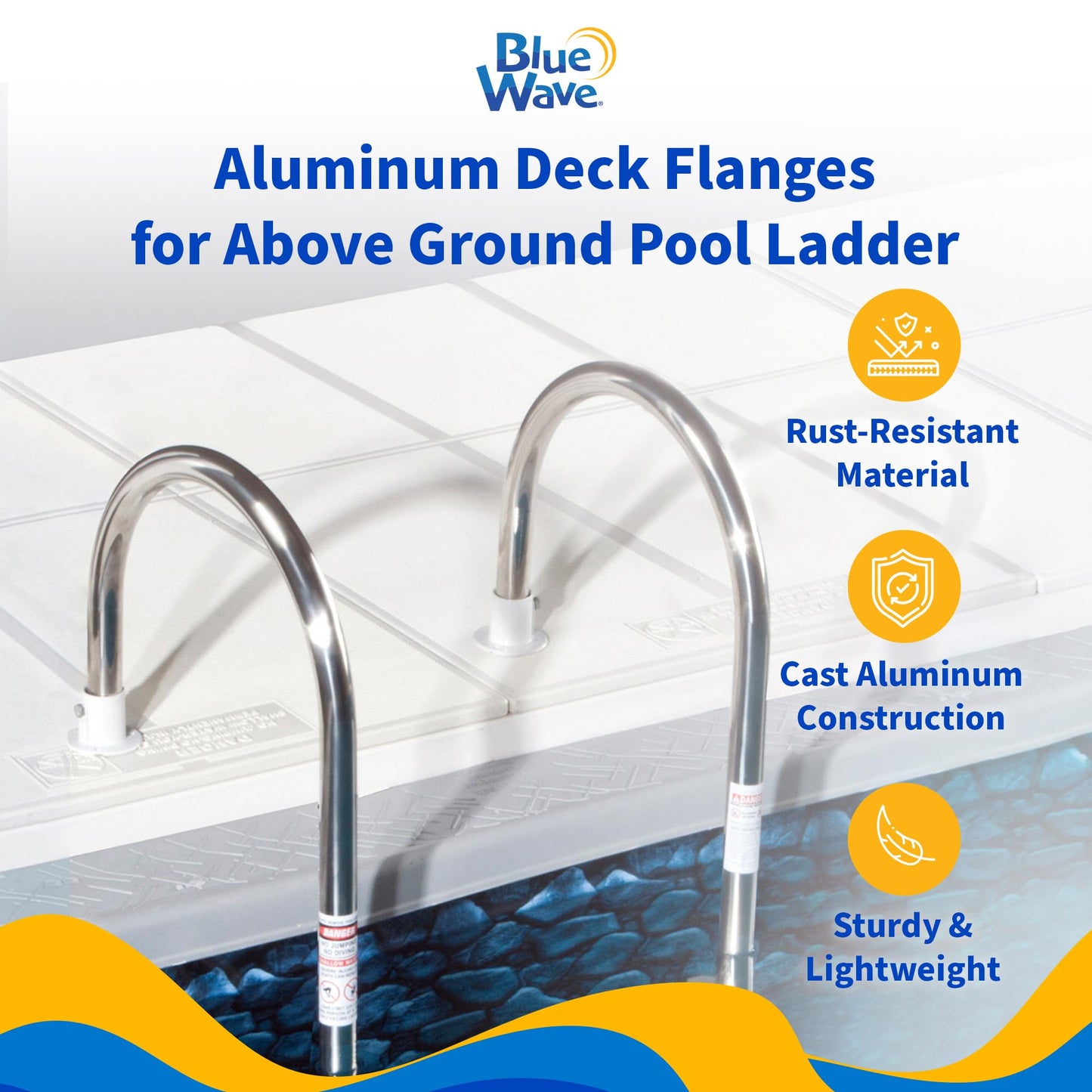 Blue Wave NE1228PR Aluminum Deck Flanges for Above Ground Pool Ladder - Pair