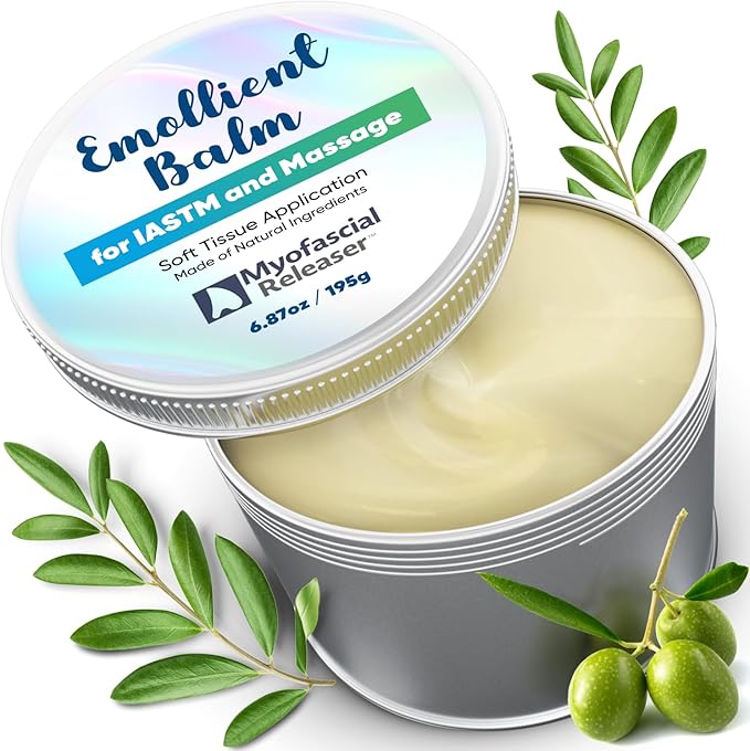 Myofascial Releaser Emollient Balm for IASTM & Gua Sha – Non-Greasy Massage Balm for Tool Glide and Bodywork – Natural, Hypoallergenic, Unscented Massage Balm Alternative to Oil (195g)