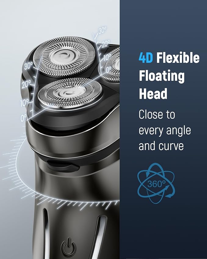 Electric Razor for Men Cordless: Sensitive Skin Care, Electric shavers for Men - 4D Flex Blades, IPX6 Waterproof, USB Fast Charging, Pop-up Trimmer, Gifts for Father's Day