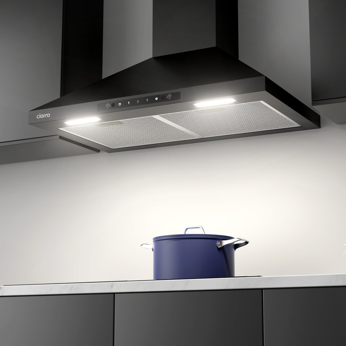 CIARRA Range Hood 30 Inch Wall Mount Range Hood in Stainless Steel, 450 CFM Stove Vent Hood for Kitchen with 3 Speed Exhaust Fan, Touch Control, LED Light, Ducted/Ductless Convertible - CAS75102