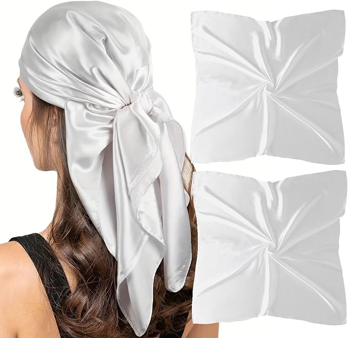 vimate 35" Square Silk Like Head Scarf - Women's Fashion Satin Scarf Bandana for Hair Wrapping at Night.