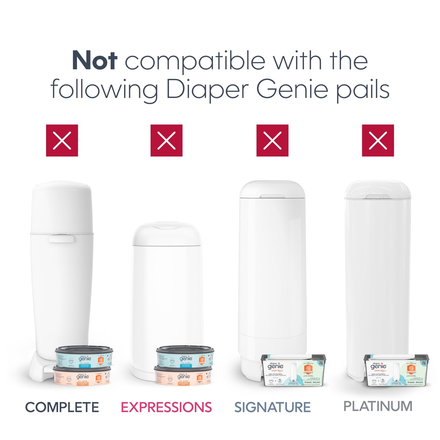The Diaper Genie Jumbo+ Square Refill, with continuous film, can hold up to 1080 newborn-sized diapers per refill. (Pack of 2)
