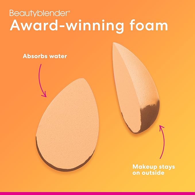 Beautyblender® Beam Beauty Blender Makeup Sponge, Super-Soft Foam Easily Blends Foundations, Powders & Creams, Made in USA, Reusable, Washable, Streak Free Application