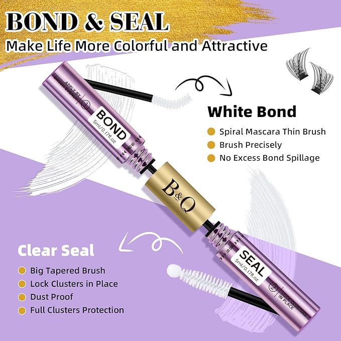 B&Qaugen Lash Bond and Seal 10ML Clusters Lash Glue Waterproof Long Lasting Mascara Wand Lash Extension Bond and Seal Strong Hold 2 in 1 Bond and Seal for DIY Lash ExtensionsÃ¯Â¼ÂWhite Bond and Seal,10MLÃ¯Â¼Â
