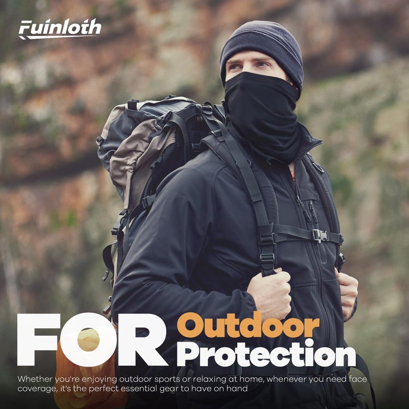 Fuinloth Neck Gaiter, 6 Pack Cooling UV Protection Bandana Face Mask Gator Scarf for Men Women Black+Gray+White+Green+Neon Yellow+Orange