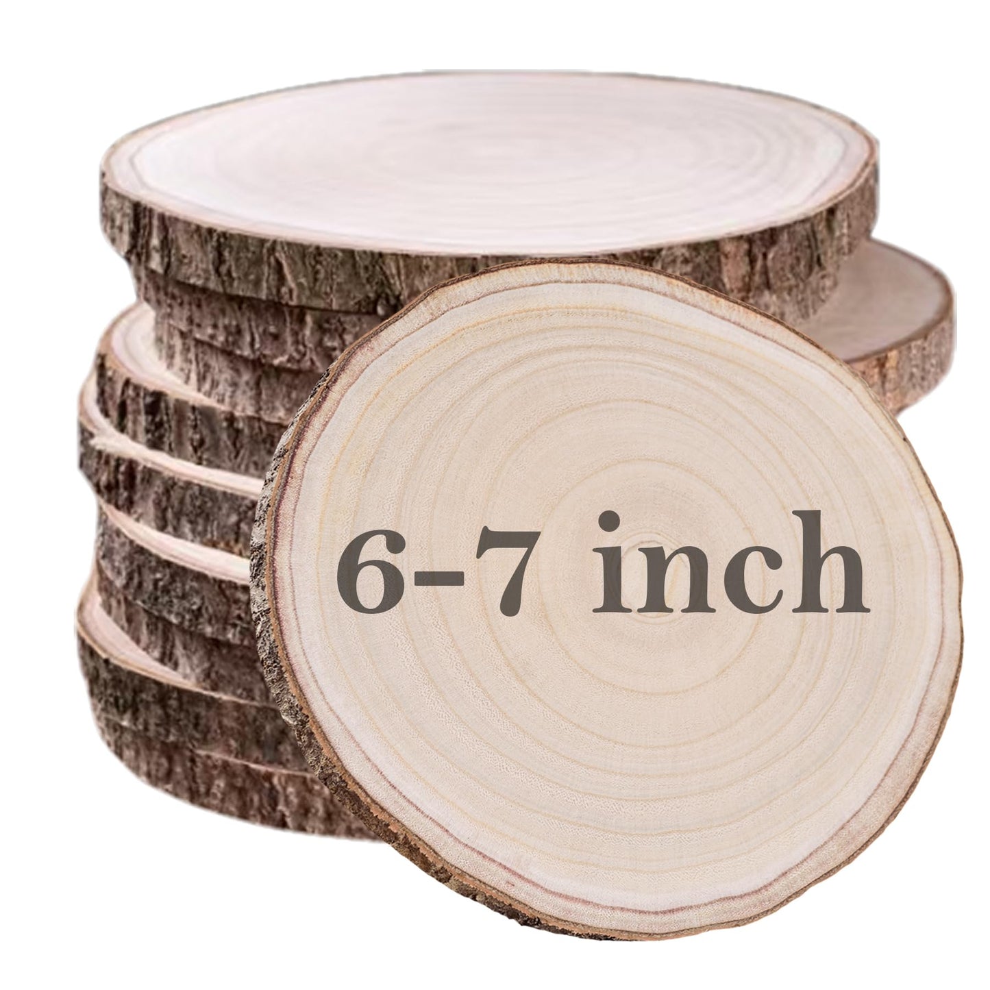 10 Pcs Natural Paulownia Wood Slices 6-7 Inches,Wood Slices for Centerpieces Table Decorations,Unfinished Rounds Wood for Crafts,Wood Slice for Rustic Wedding Decoration Projects