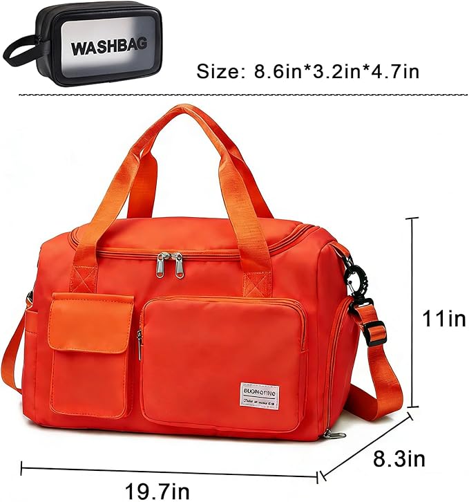 Small Gym Bag for Women, Travel Duffle Bag Carry On Weekender Bag with Shoe Compartment