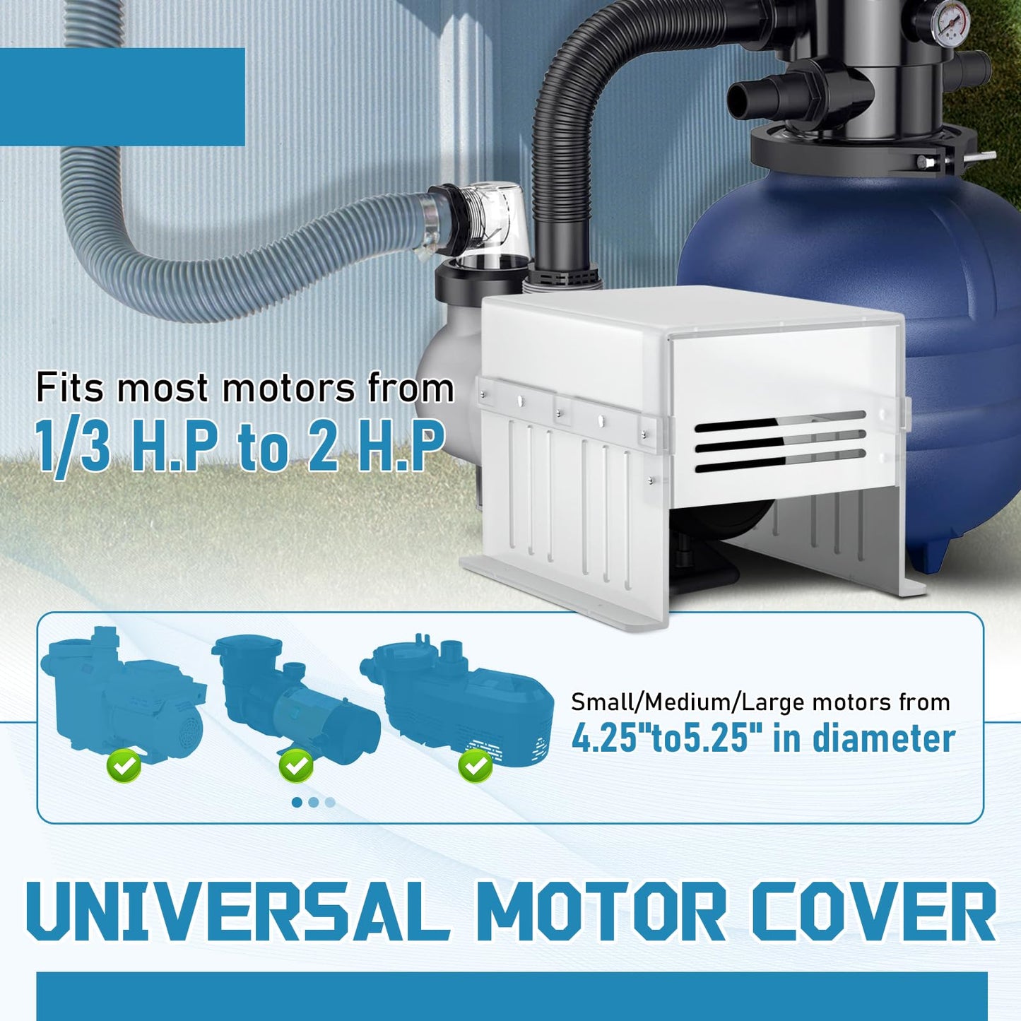 Pool Pump Covers for Outside Units, Swimming Pool Motor Cover for Above Ground Protection, ABS Material - Weatherproof/UV-Resistant Protection/Water Resistant, White