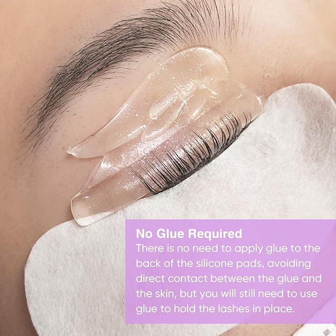 Eyelash Lift Pads Libeauty Reusable Super Adhesive Lash Perm Rods 8 Pairs Silicon Pads Wing Shape Eyelash Lifting Shield DIY Use at Home or Salon Lash Curling Tool