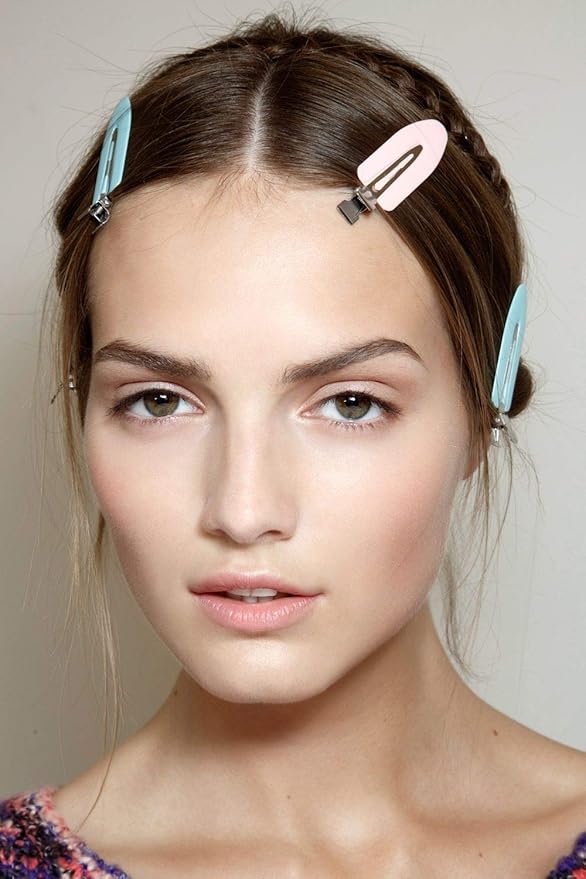 6 Pieces No Bend Hair Clips, No Crease Hair Clip for Hairstyling, Makeup Clips for Women and Girls (Black&Pink)
