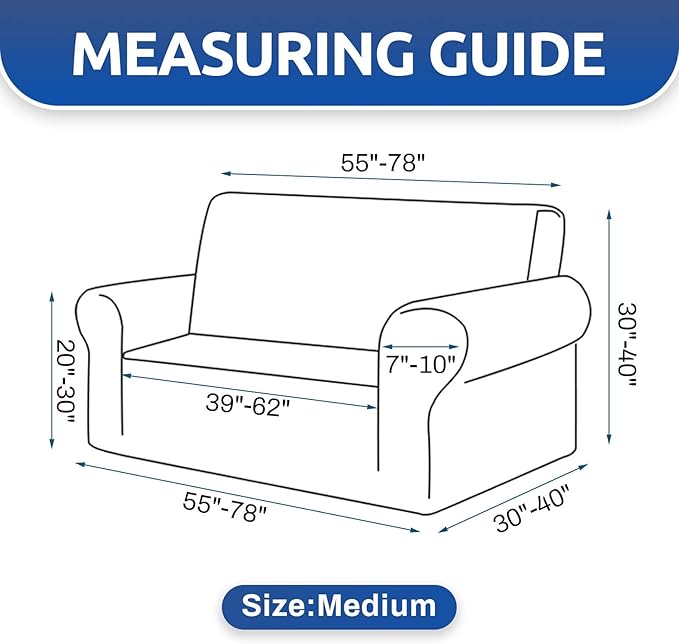 KEKUOU Stretch Loveseat Sofa Cover Slipcover,Couch Covers for 2 Cushion Couch Sofa (55"-78") Furniture Protector Sofa with Elastic Bottom for Kids,Dog. Jacquard Small Checked (Medium,Dusty Pink)