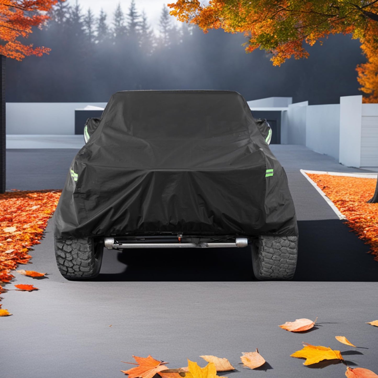 Morhept Waterproof Cover for Jeep Wrangler JK JL CJ YJ TJ 4 Door 1987-2026 Outdoor Sun Rain Wind Snow Protection Dustproof Covers with Driver Door Zipper Black