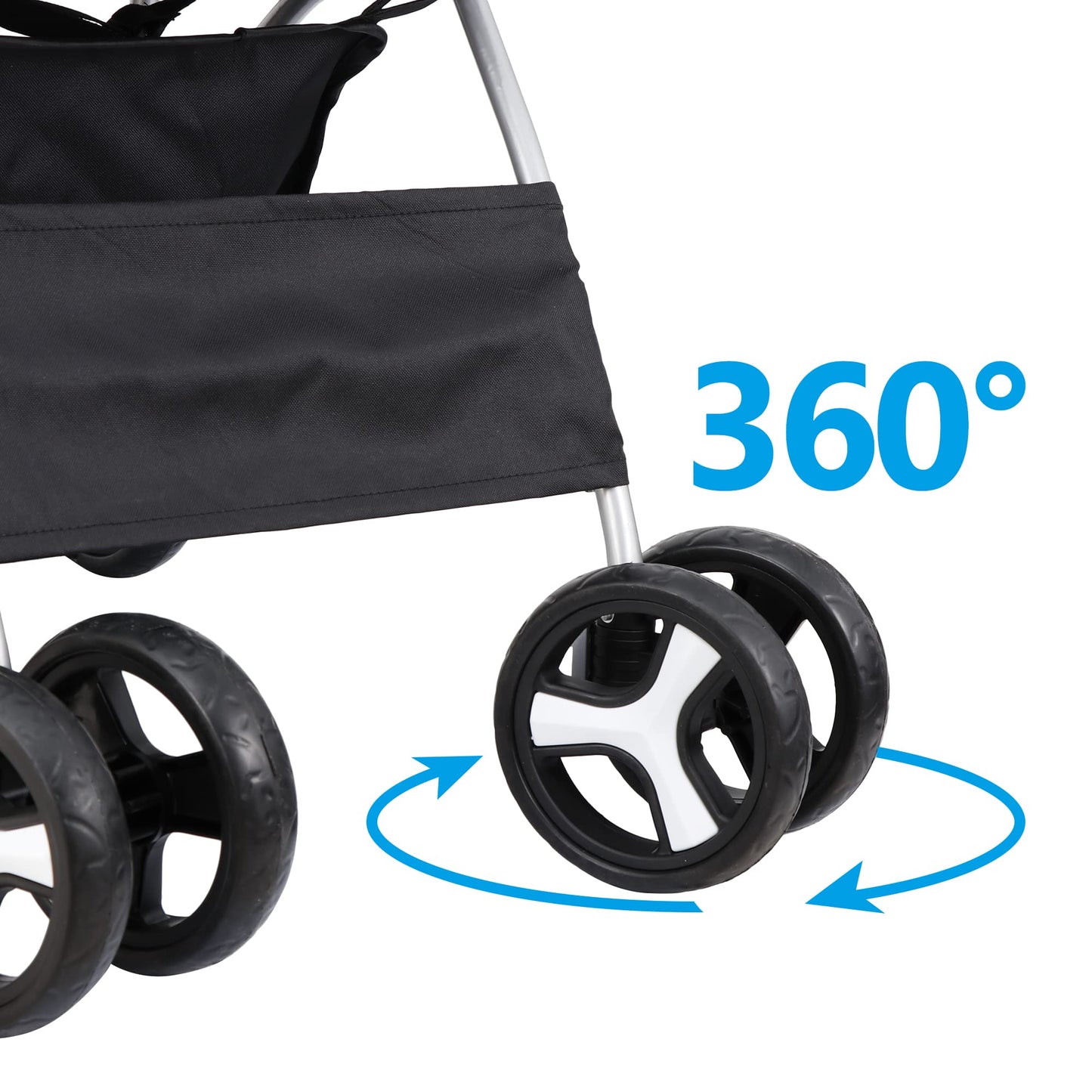 LEMY 4 Wheels Pet Dog Cat Stroller for Small Medium Dogs Cats,Black Foldable Jogger Travel Puppy with Detachable Carrier