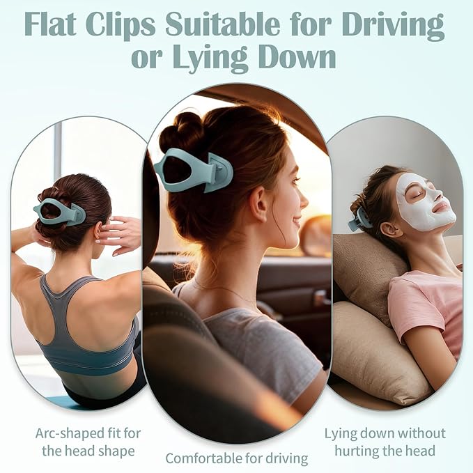 5.5 Inches Extra Large Flat Hair Clips for Women, 4 Pack XL Big Claw Clips for Thick Hair, Oversized Matte Strong Hold Non-slip Flat Claws, Blue