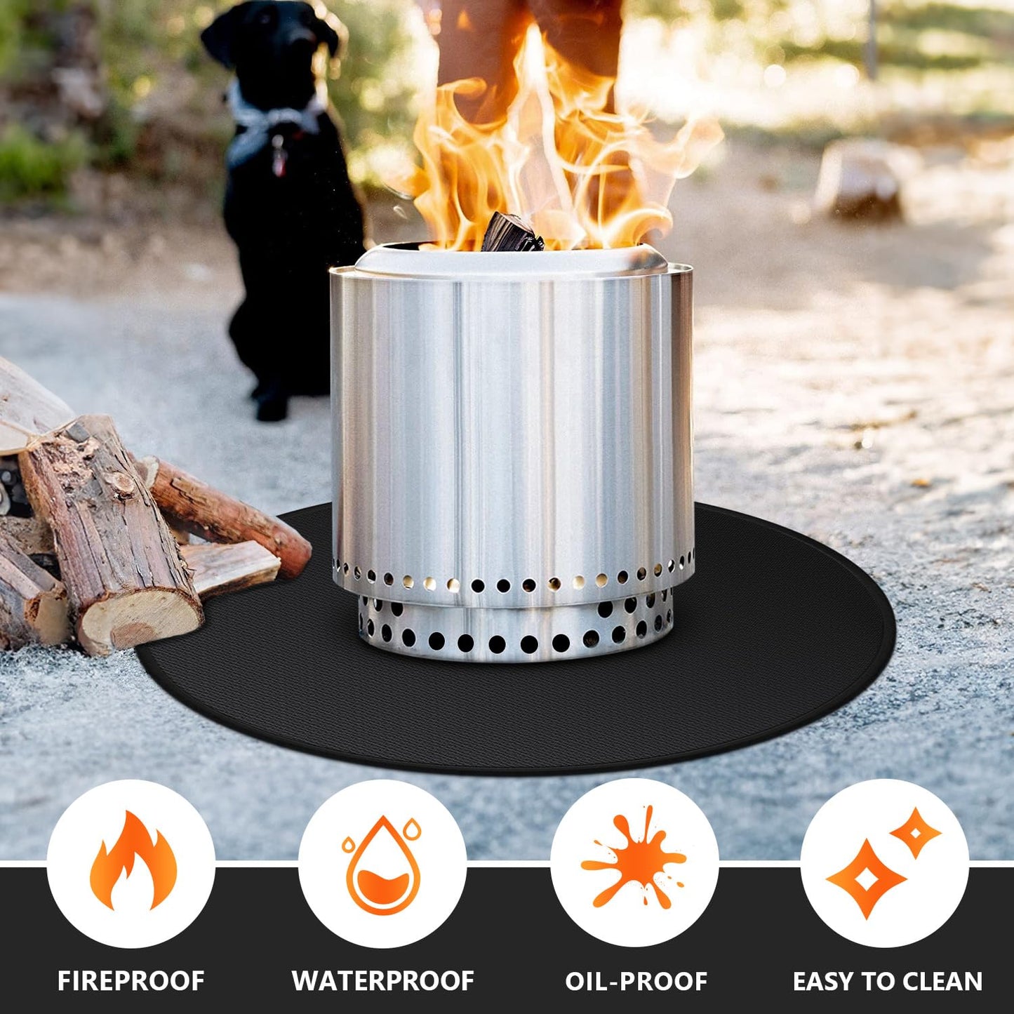 Huchiz 59" Fire Pit Mat for Solo Stove Bonfire, Double-Sided Fireproof Under Grill Mat Deck Patio Protector Pad, Round BBQ Mat for Solo Stove Accessories, Easy to Clean, Reusable