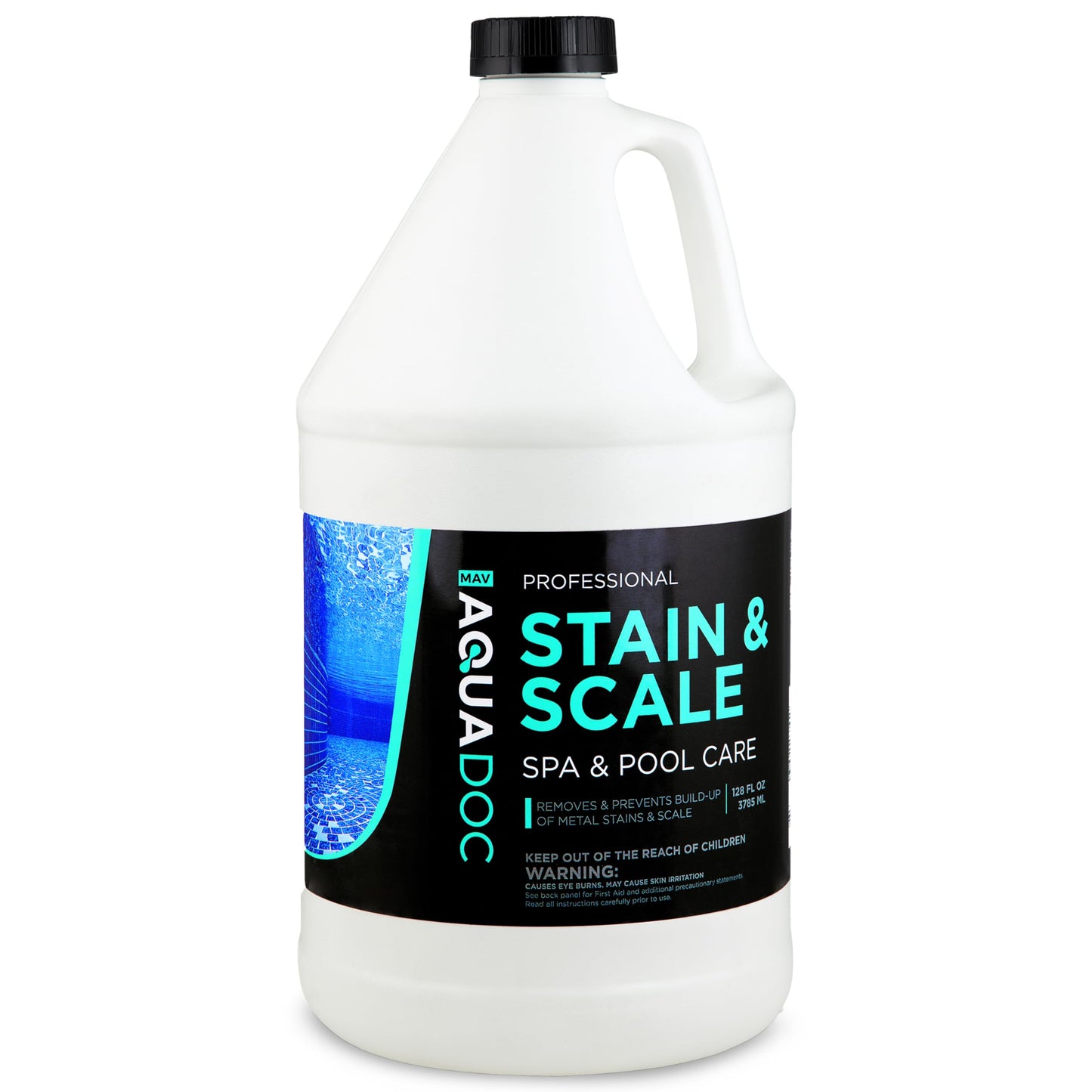 Pool & Hot Tub Stain and Scale Remover - AquaDoc 1 Gallon (128oz) Pool Stain & Scale for Calcium, Iron, Copper & Rust Buildup - Works on Vinyl, Plaster, Fiberglass, Pebble & More