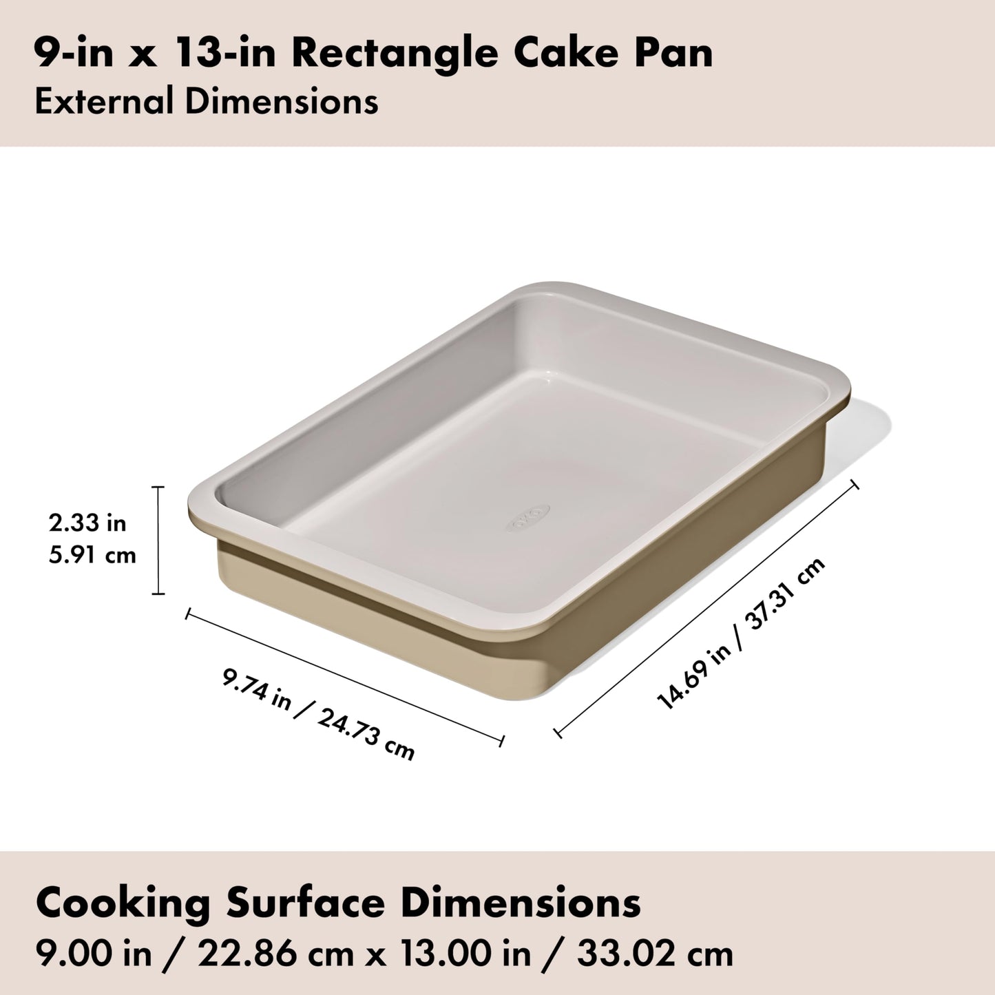 OXO Good Grips Non-Stick Pro Ceramic Coated Metal Bakeware 9” x 13” Cake Pan – Biscuit