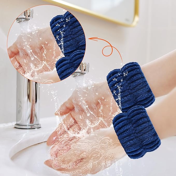 2pcs Wrist Bands for Washing Face Wash Wristbands Wrist Towels Arm Bands for Skincare Makeup Wrist Cuffs Spa Wrist Scrunchies