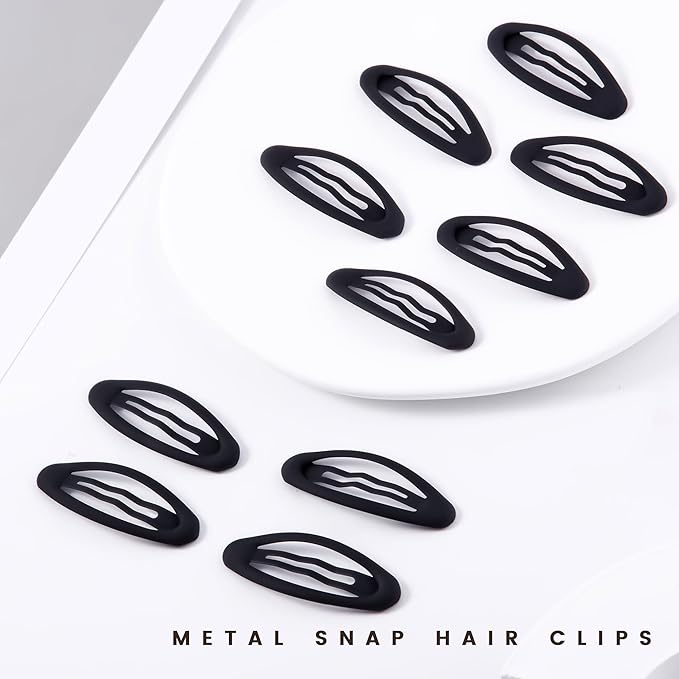 20PCS Oval Metal Snap Clips for Women No Slip Small Barrettes for Thin Fine Hair,Matte Black