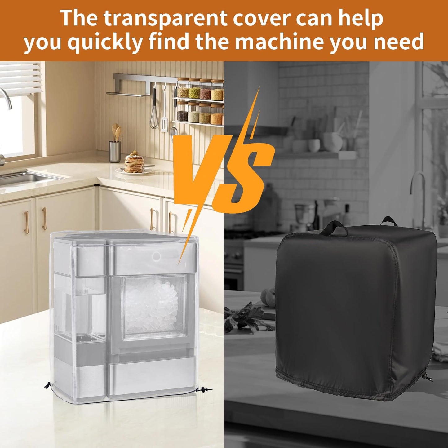 Ice Maker Cover,PVC Ice Machine Dustproof Cover,Waterproof Shield for Countertop Appliances in Home Garage and Office,Protective Cover for Portable Ice Makers/Ice Cube Maker