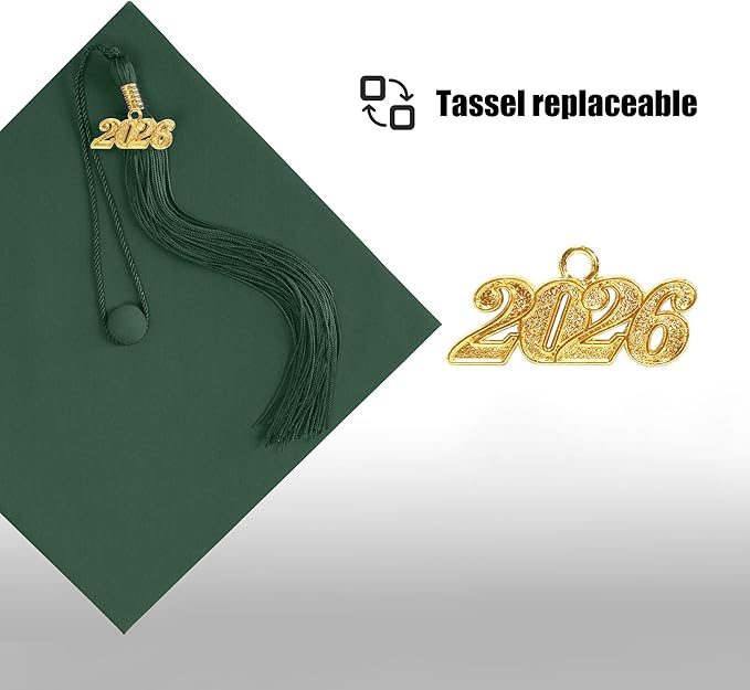 Graduation Cap with 2026 Tassel Year Charm Black Graduation Cap for High School & Bachelor