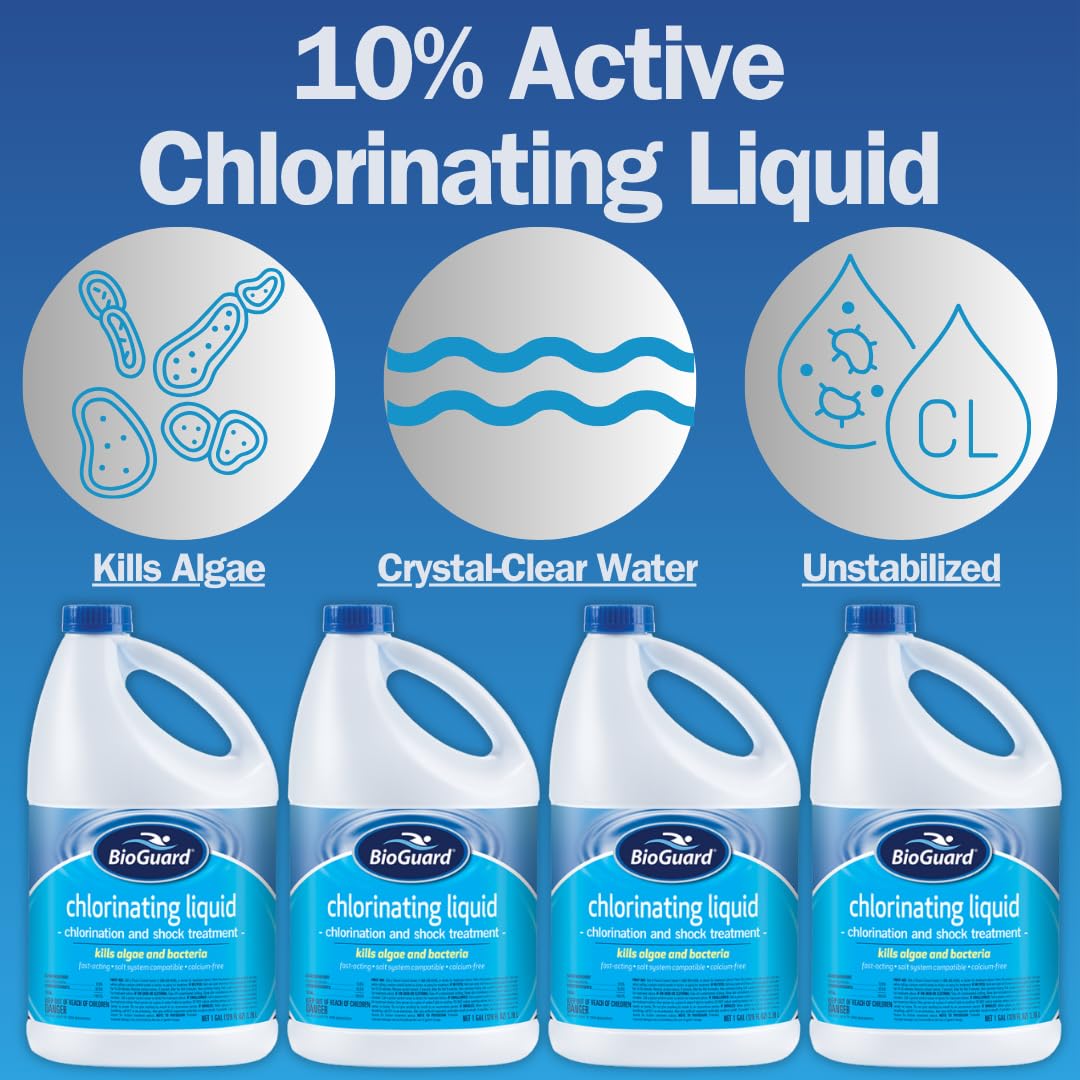 BioGuard Chlorinating Liquid (2-Pack) - Swimming Pool & Spa Liquid Shock Treatment - Raises Chlorine - 2 Gallons Plus Includes Pool & Spa Tips E-Book