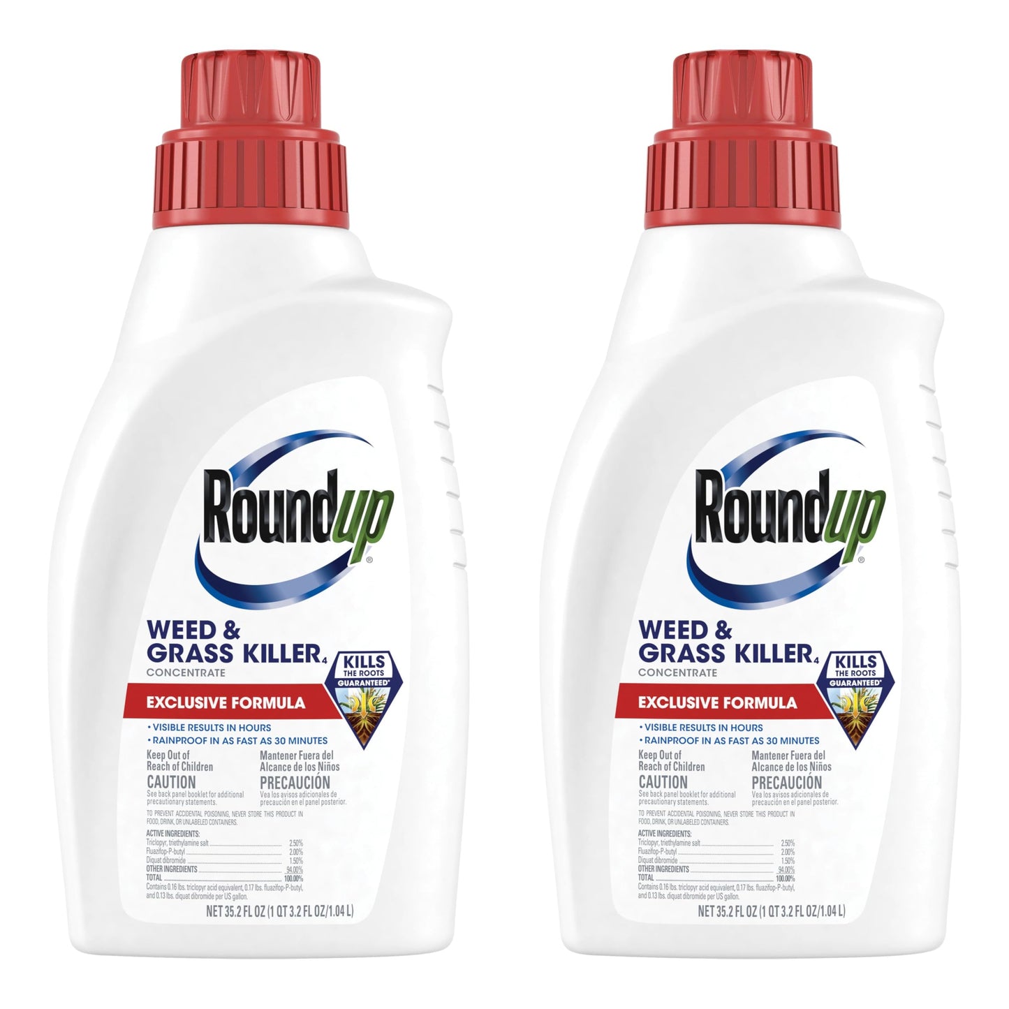 Roundup Weed & Grass Killer4 Concentrate, Use in and Around Flower Beds, Walkways and Other Areas of Your Yard, 35.2 fl. oz. (2-Pack)