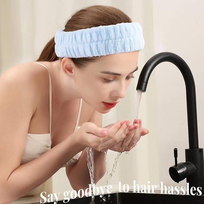 Teenitor Spa Headband, Fluffy Facial 3 Pieces Makeup Headband for Washing Face, Skin Care
