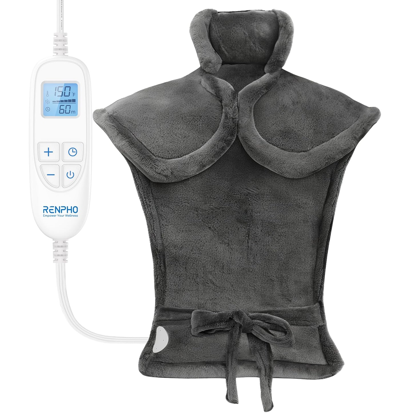 RENPHO Electric Heating Pad for Back Pain Relief, Birthday Gifts for Women Men Mom Dad Elderly, FSA Eligible Items Only List, Large Heat Pad for Neck and Shoulders, 24"x33", ETL Certified, Gray