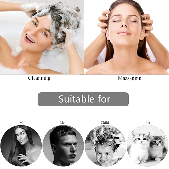BTYMS Silicone Scalp Scrubber Shampoo Brush with Extra Long Bristles, Hair Scalp Massager Scalp Brush for Hair Growth & Dandruff Removal - Black
