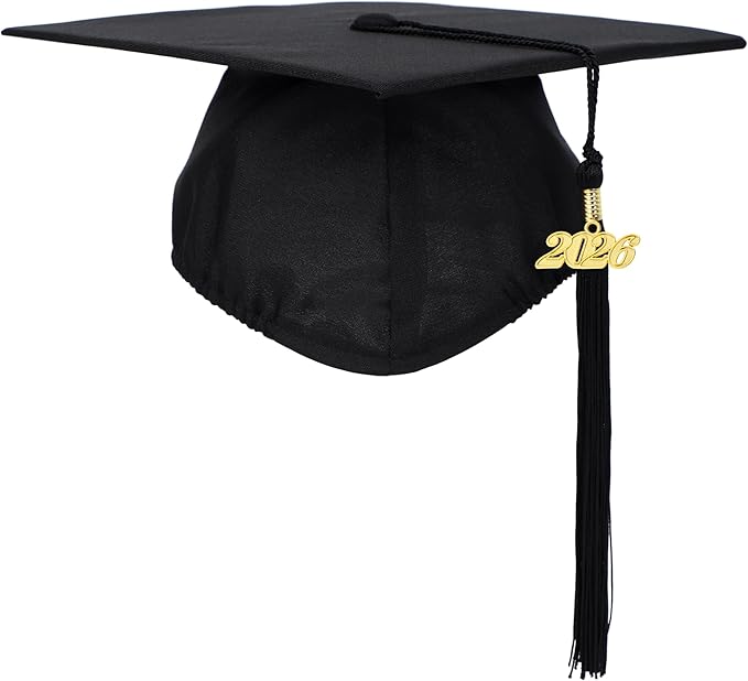 Unisex Adult Matte Graduation Cap with Tassel Year Charm