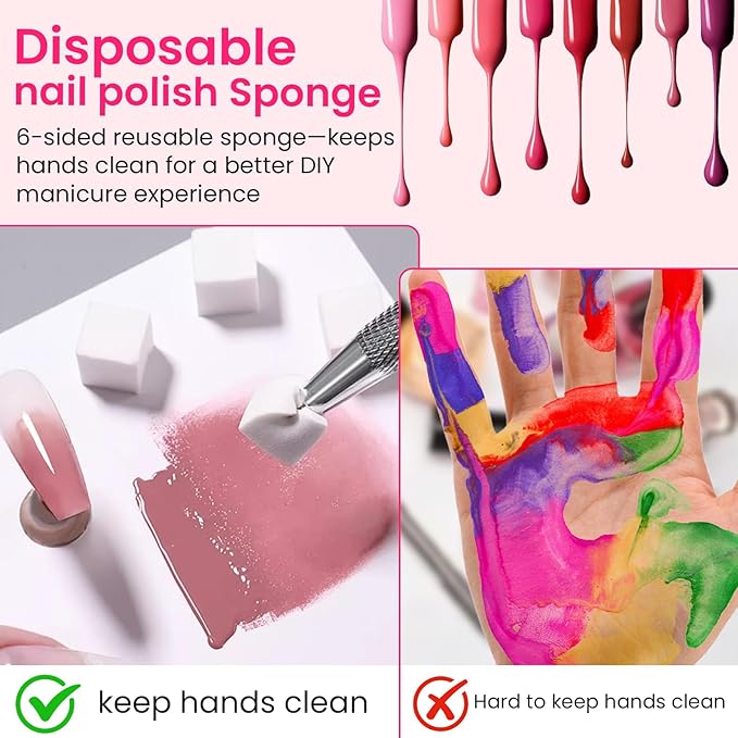 150PCS Nail Art Sponges for Ombre, 50 PCS Nail Art Palette Paper, Nail Polish Mix Rod, Grabbing Pen, Nail Art Ombre Brushes Supplies Design Tools Nail Tech Accessories for Salon & Home