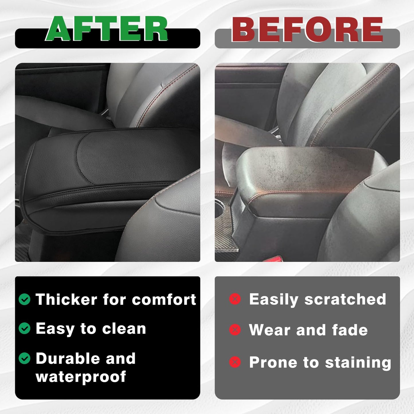 Muslogy Center Console Armrest Cover Fit for Toyota 4Runner 2010-2024 Accessories, Comfort Armrest Pad Console Lid Cushion Vegan Leather Regular Thick