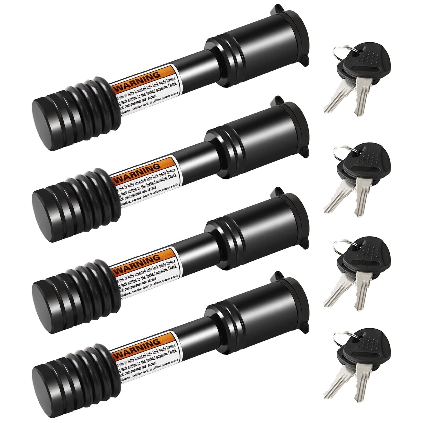 METOWARE Trailer Hitch Lock - 5/8" Dia Locking Hitch Pin, Anti-Theft Trailer Receiver Lock, Fits 2" Receiver Tubes, Class III & IV Hitch Receivers, Black (4 Pack)