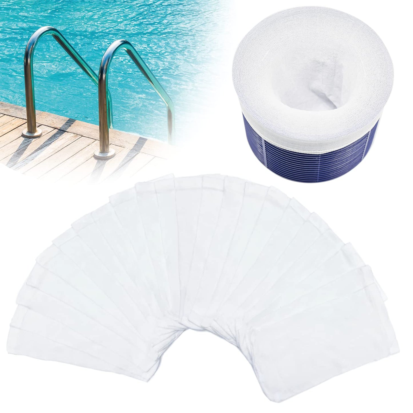 chicarry 200 Pack Pool Skimmer Socks, Reusable Pool Socks for Skimmer Basket, Skimmer Socks for Above Ground & Inground Pool (200 Pack)