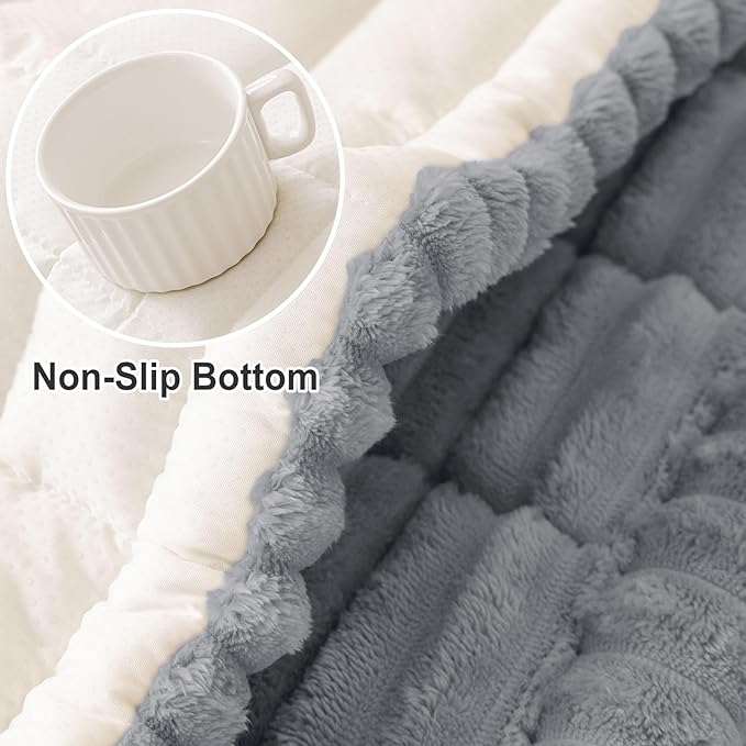 hyha Couch Covers for Dogs Washable, Non Slip Plush Dog Sofa Protectors, Fuzzy Pet Couch Covers for 3 Cushion Sofa Pet Friendly (Grey, 27.6" x 27.6")