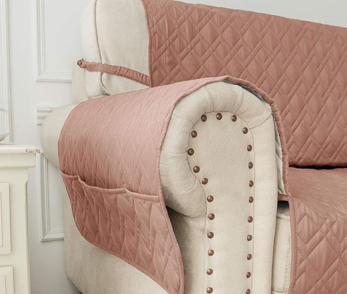 Ameritex Waterproof Nonslip Recliner Cover Stay in Place, Dog Chair Cover Furniture Protector, Ideal Recliner Slipcovers for Pets and Kids (Pink, 30'')