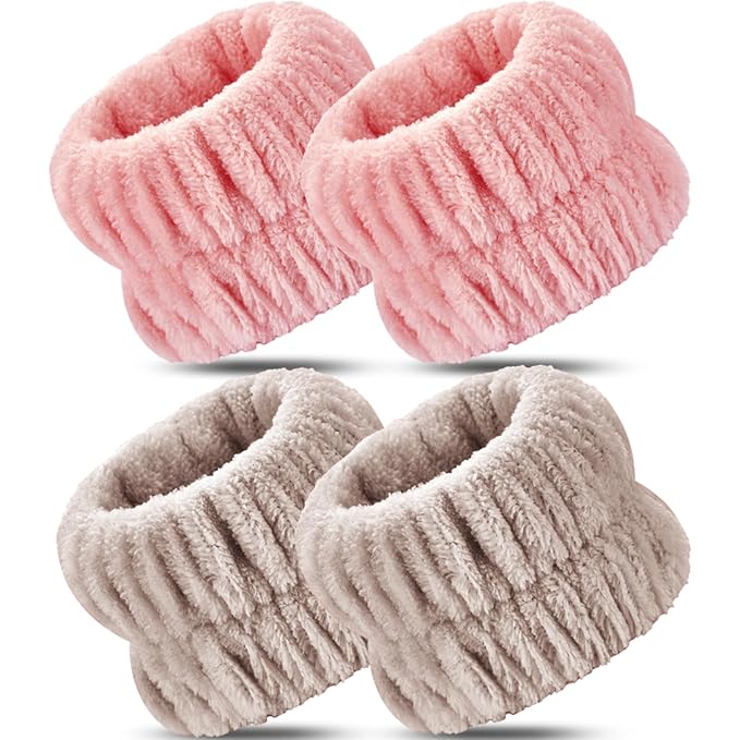 Wrist Bands for Washing Face, 4pcs Spa Face Washing Wristbands, Microfiber Arm Wrist Towels, Absorbent Wash Wristbands for Woman Men, Prevent Water from Spilling Down Your Arms