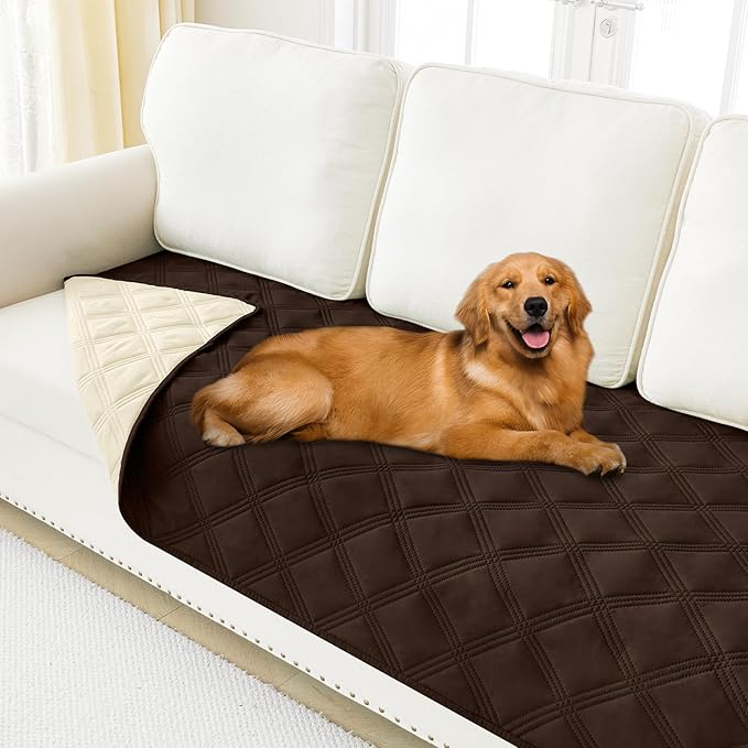 Smiry Waterproof Dog Bed Cover Blanket 40x70, Soft Reversible Pet Blanket, Washable Leakproof Cats Dogs Couch Cover for Sofa, Couch, Furniture, Chocolate/Beige