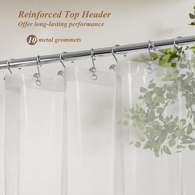 Mrs Awesome Clear PEVA Shower Curtain Liners with 3 Magnets, Water Proof Plastic Shower Liner for Bathroom or Shower Stall, 54x78